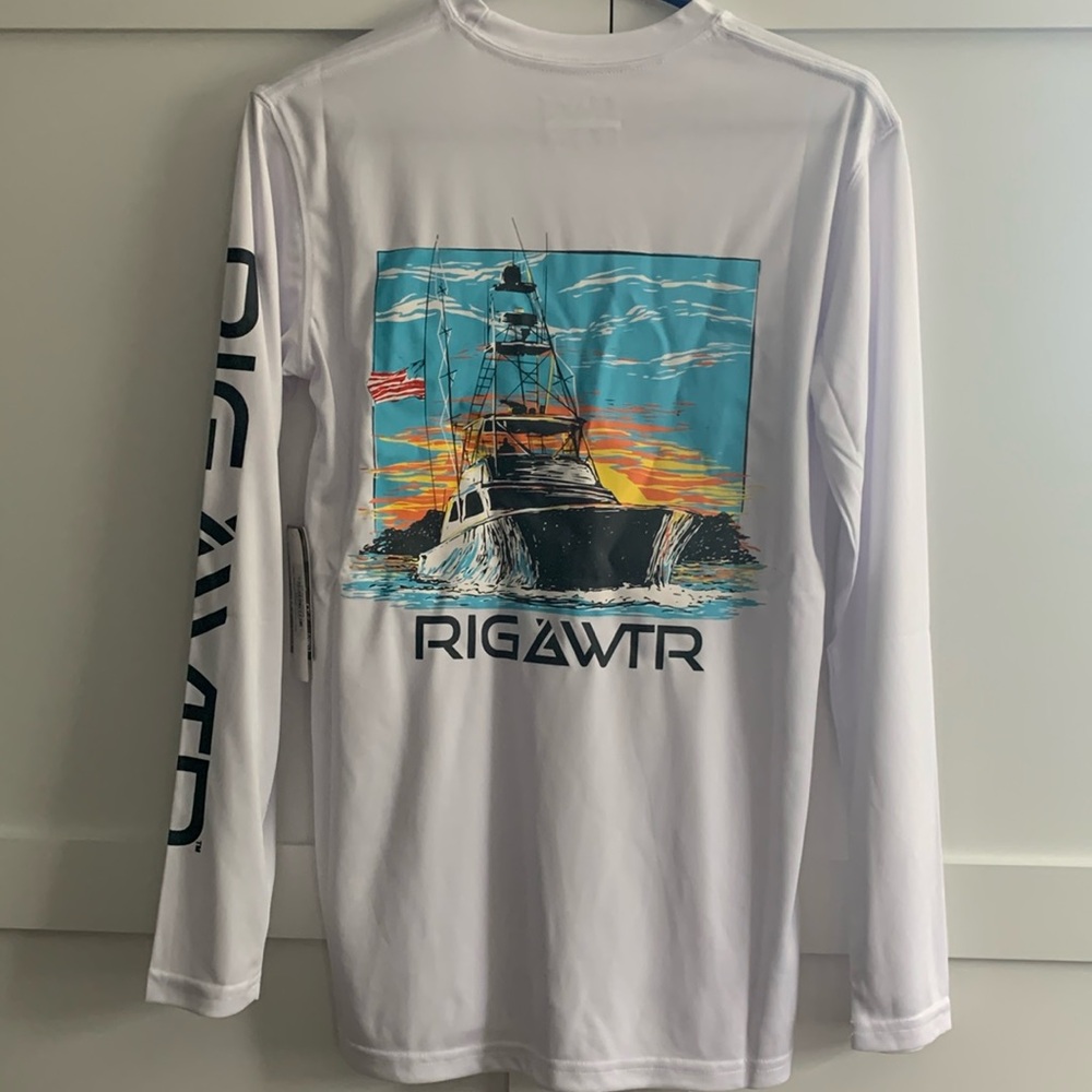 NWT RIGAWTR Rig & Water Performance long sleeve UPF 50 shirt, size Small